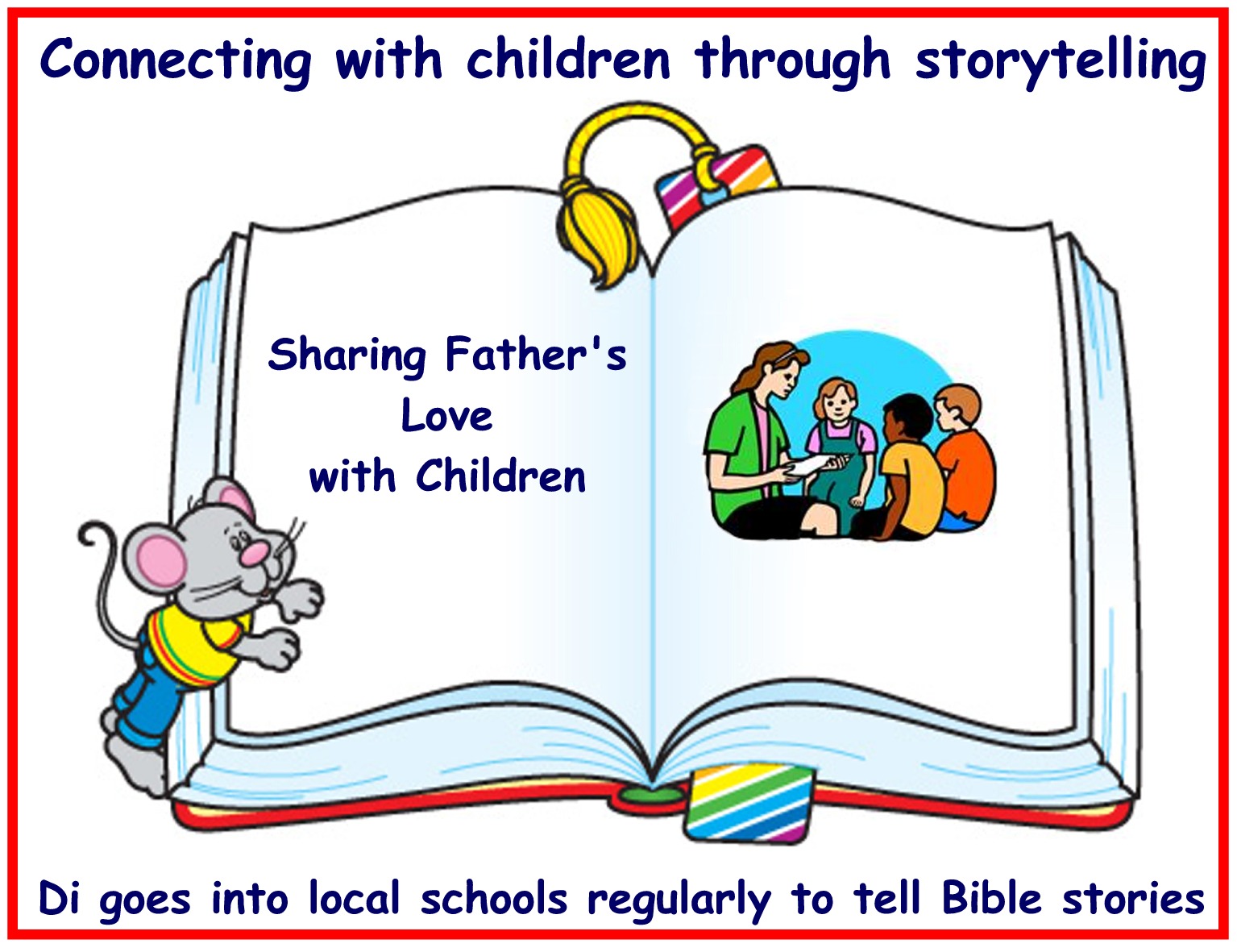 Seaford, Newhaven and Alfriston. Connecting to children through story telling. Di goes into local schools regularly to tell bible stories